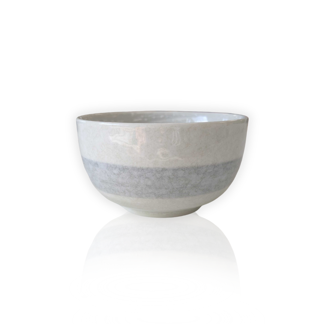 Handcrafted Japanese Ceramic white matcha bowl side view