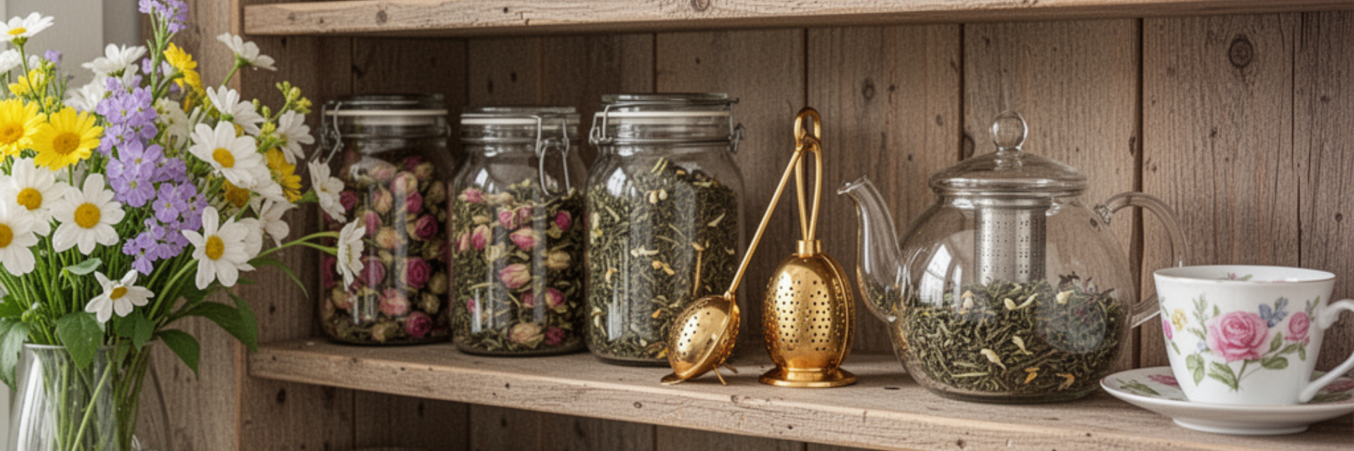 spring floral tea cupboard